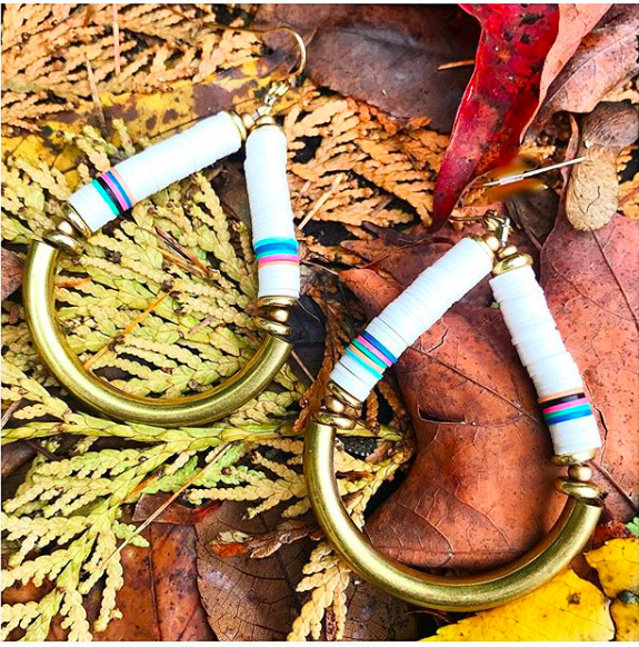 Recycled Vinyl Tear Drop Hoop Earrings in White