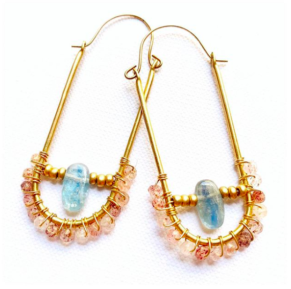 Hoop Earrings—Beaded Hoop Earrings—Crystal Earrings