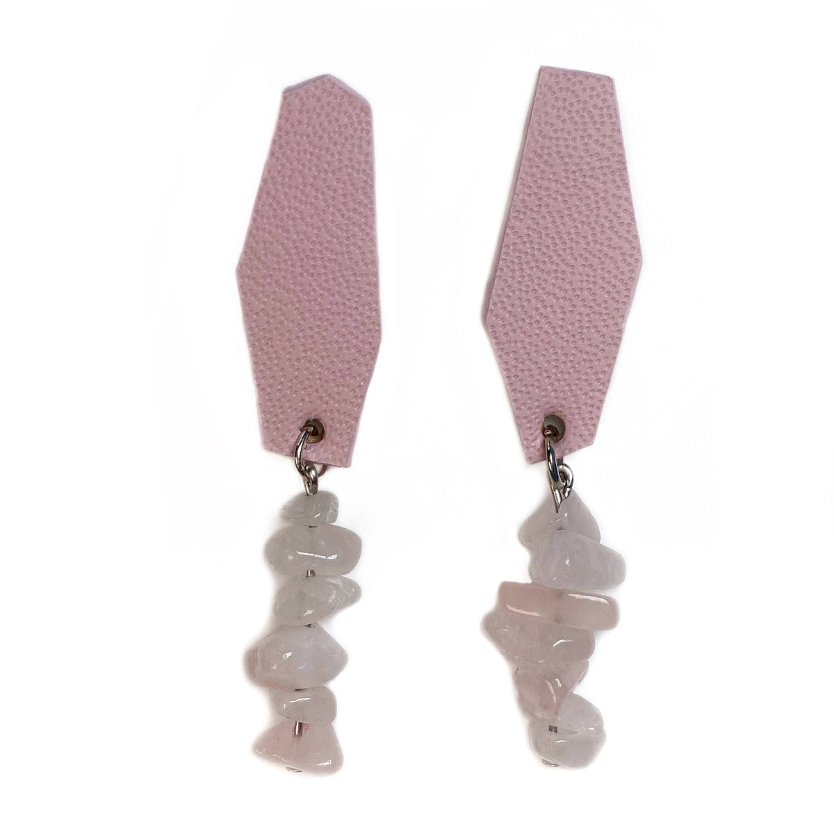 Asymmetrical Rose Quartz Earrings