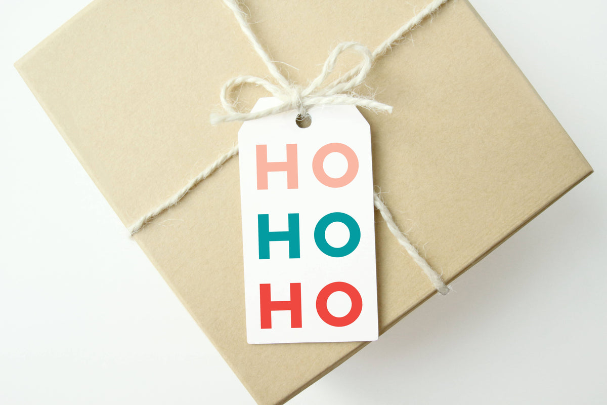 HO HO HO Gift Tags, Santa Claus Tags, Set of 10