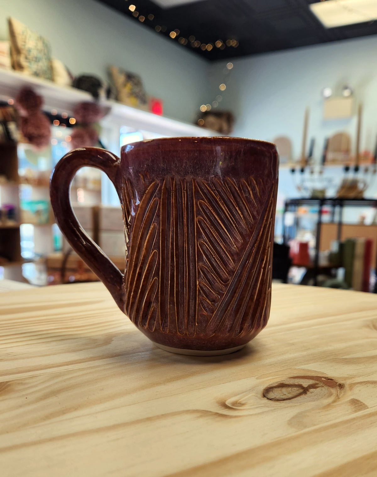Hand Carved Ceramic Mug