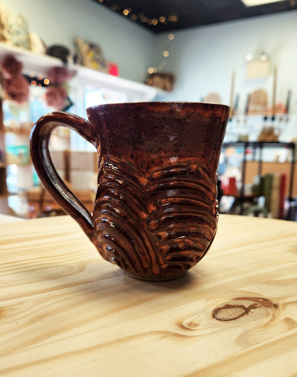 Hand Carved Ceramic Mug