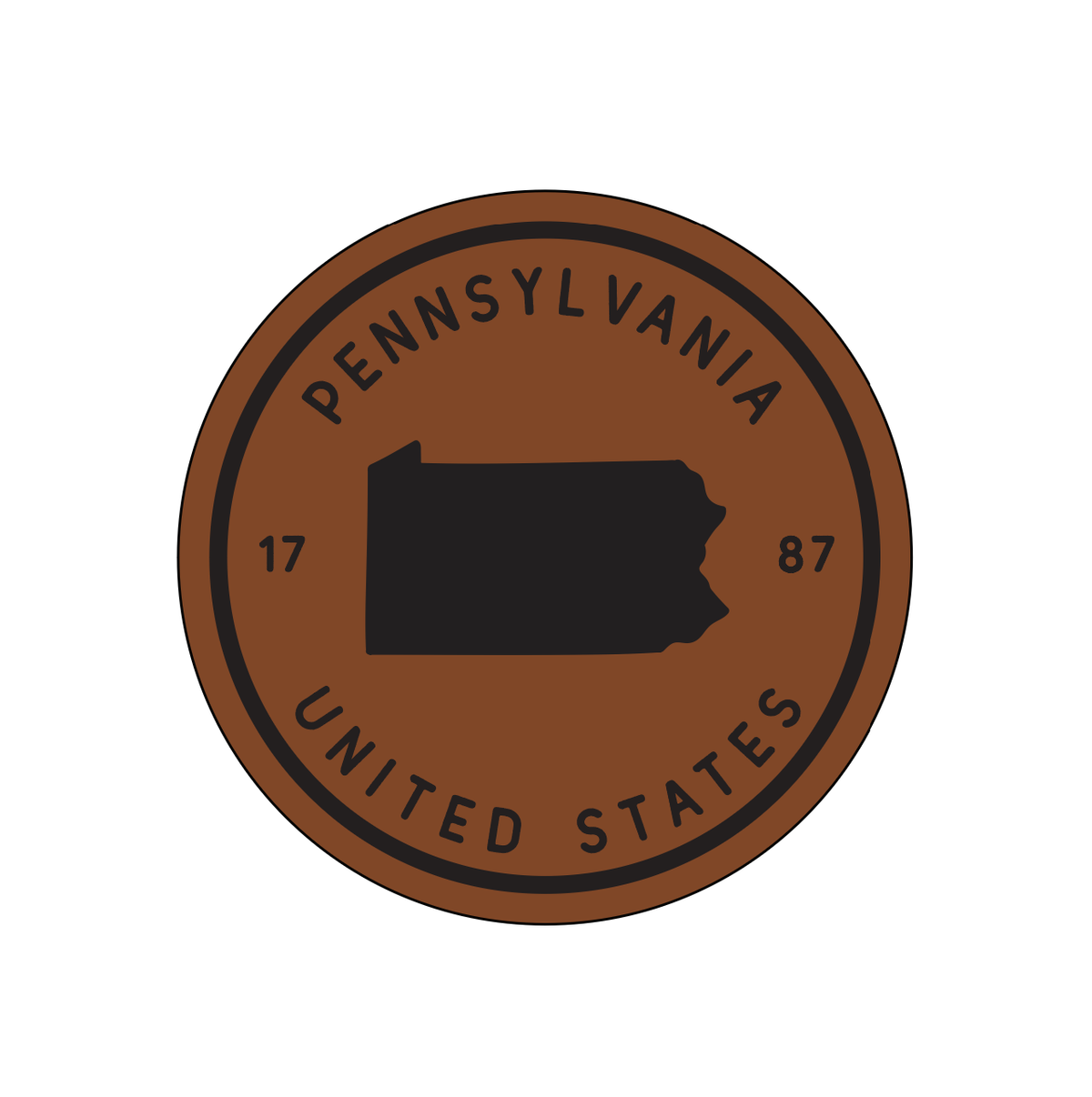 Pennsylvania State Silhouette Leather Coaster