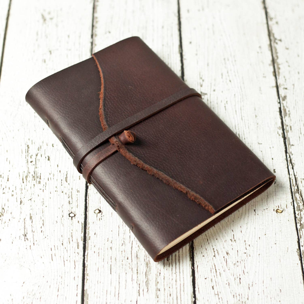 Large Rustic Leather Journal: Cream