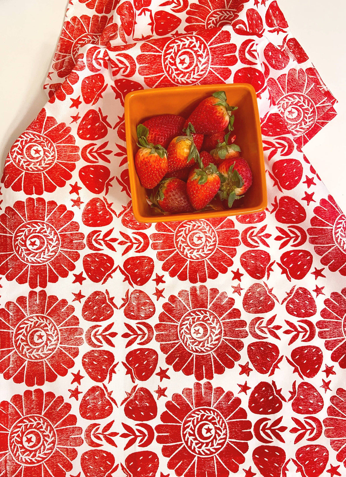Zinnia and Strawberry Tea Towel