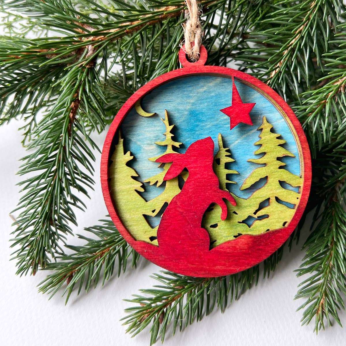 Starry Night Bunny Rabbit Christmas Ornament